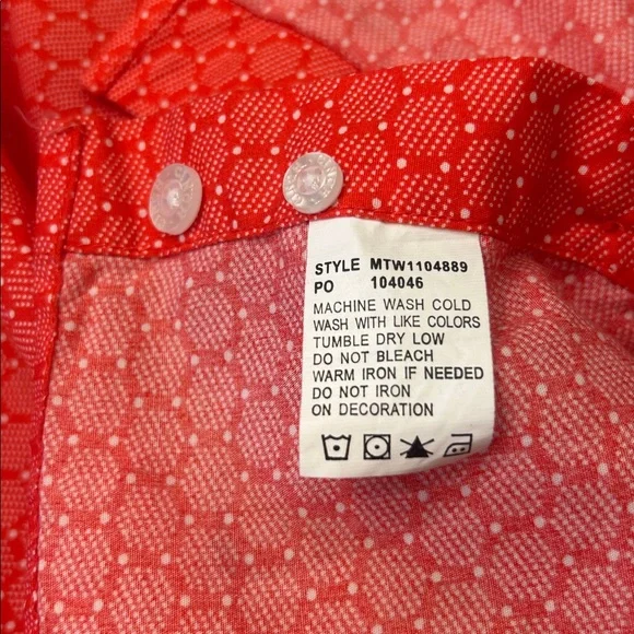 Cinch Shirt Red Orange Hexagon Geometric Button Down Western Rodeo Men’s Small - Picture 8 of 10